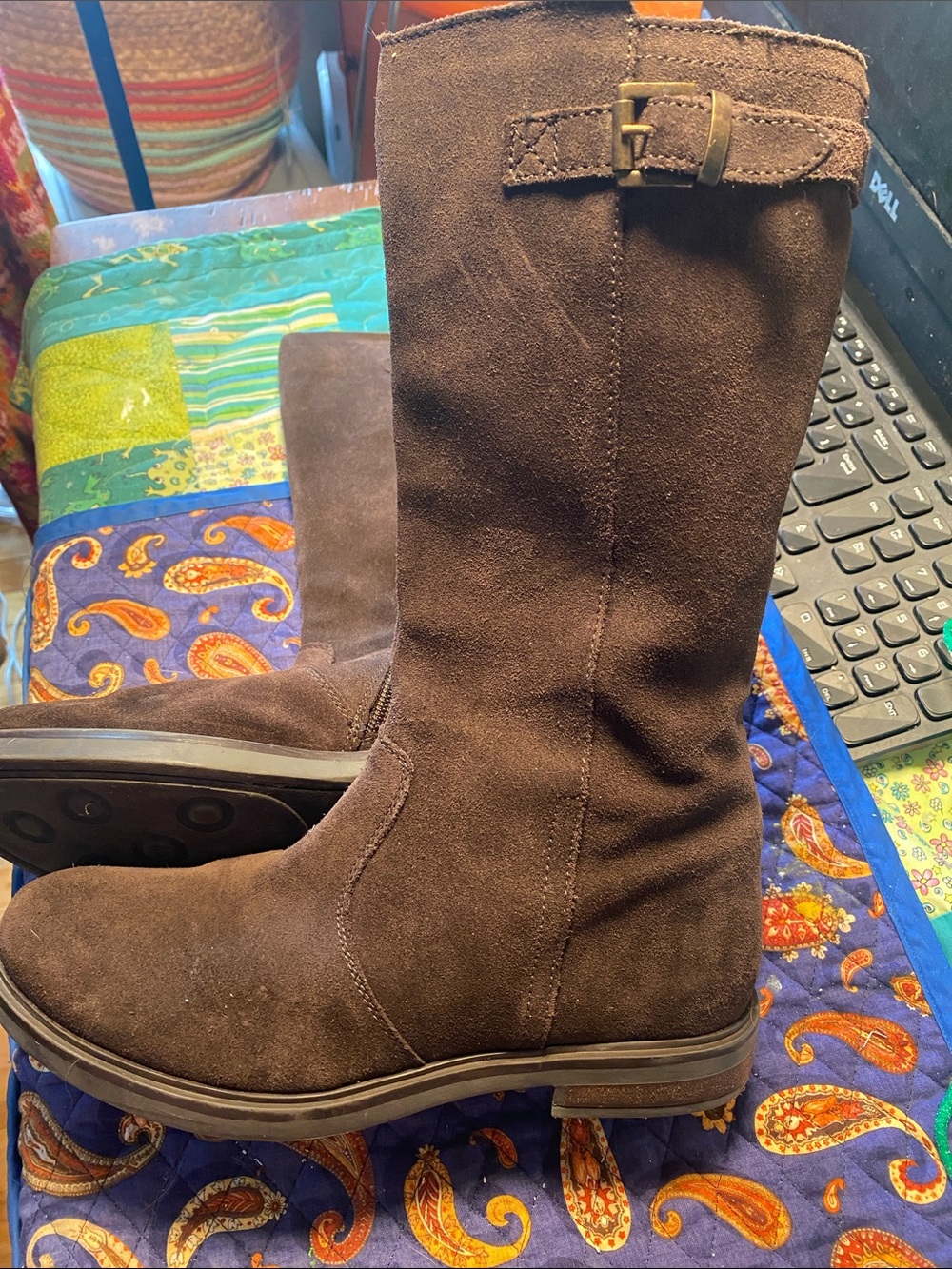 Lands End Chocolate Brown Suede Mid-Calf boots
